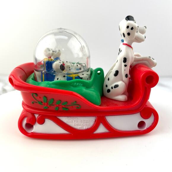 McDonalds Disney 101 Dalmatians Snow Dome Dog Sledding Collectible Figurine 1996 - Picture 6 of 16